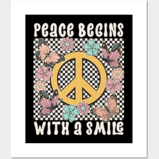 Peace Peace Sign "Peace Begins With A Smile" Posters and Art